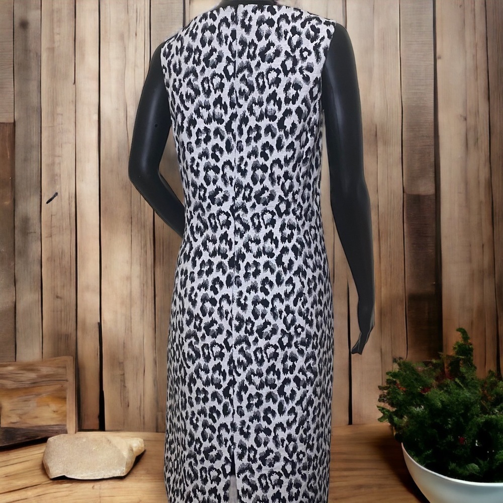 Isabella De Marco Shimmery Leopard Print Black White Gray Pencil Dress Sz 10 - Picture 11 of 11